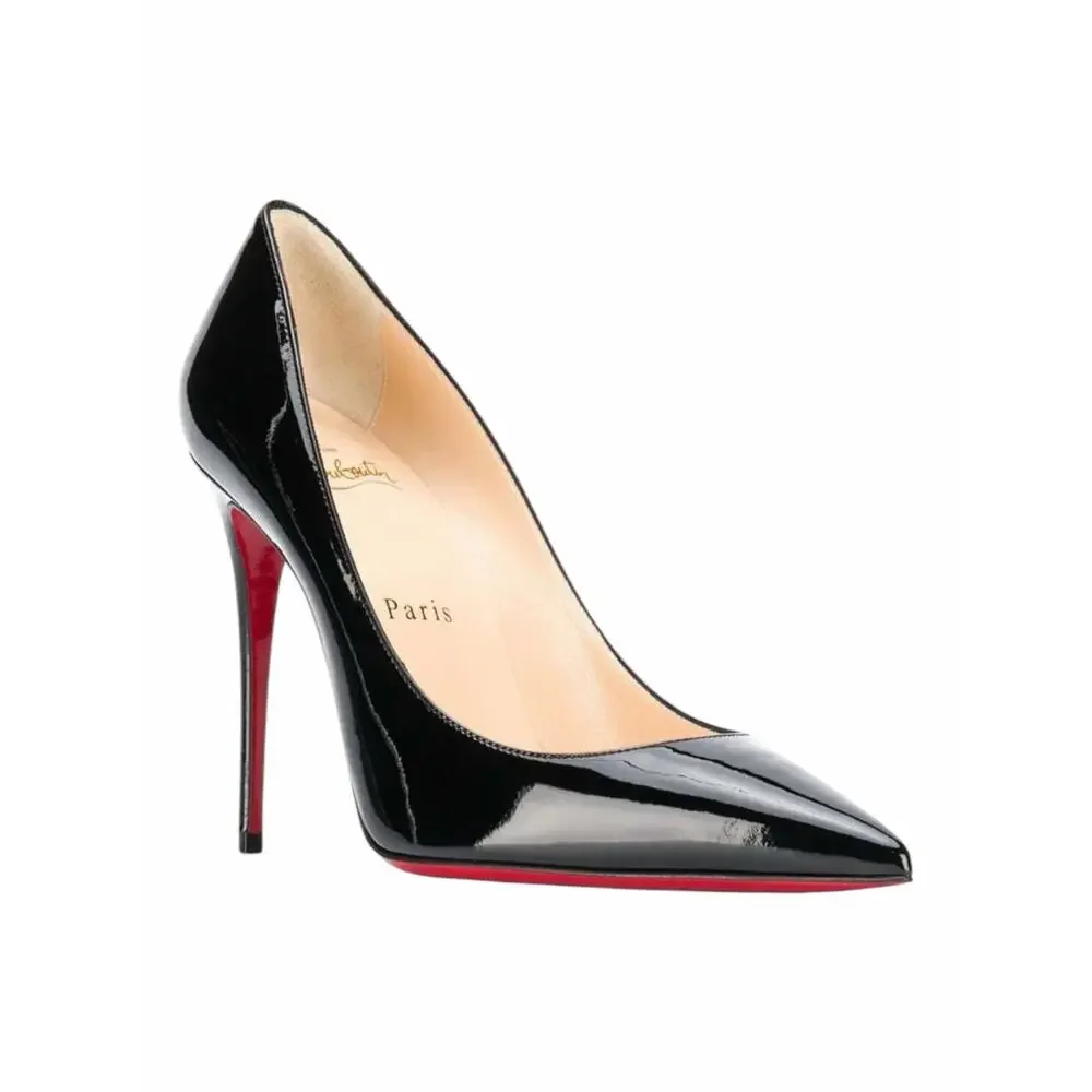 Christian Louboutin Kate 100 Patent Leather Pointed Toe Pump Black  Size 36